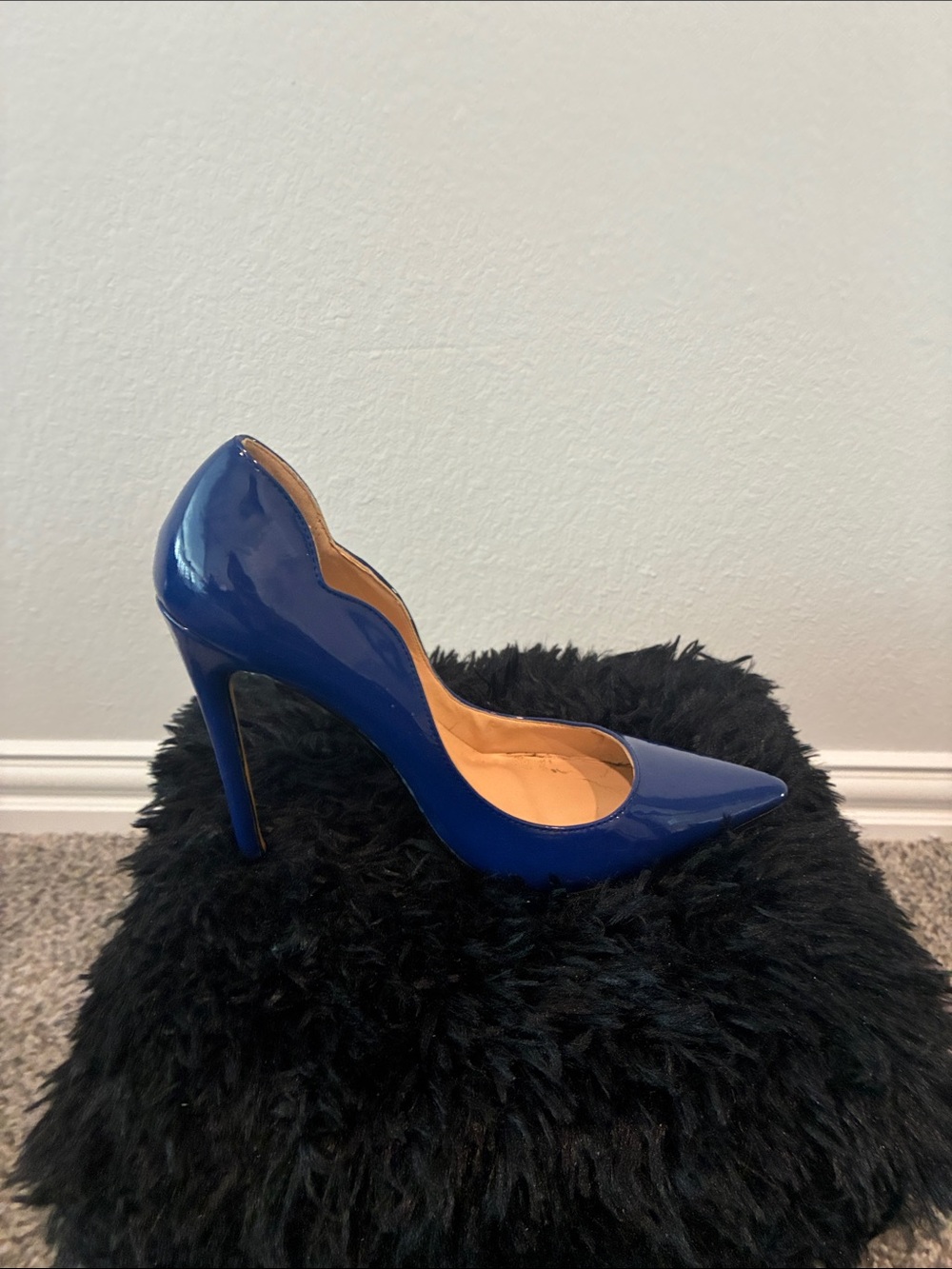FSJ Royal Blue Patent Pointed-Toe Stiletto Pump